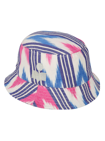 Isabel Marant Haley Stripe Printed Canvas Bucket Hat In Ecru