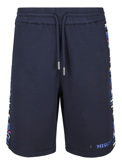 Missoni Men Embroidered Logo And Jacquard Insert Bermuda In Blue