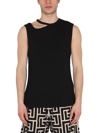 Balmain Tank Top With Cut Out Detail In Nero