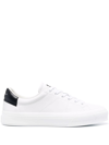 GIVENCHY MAN CITY SPORT SNEAKERS IN WHITE LEATHER WITH NAVY BLUE SPOILER