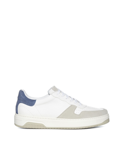 Tagliatore Leather And Suede Low-top Sneakers In Bianco