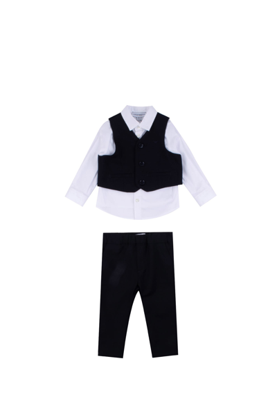 Emporio Armani Babies' Cotton Vest, Shirt And Pants In Back