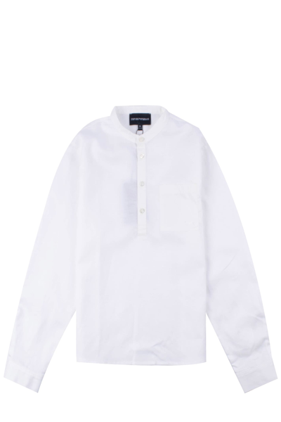 Emporio Armani Kids' Lyocell Blend Shirt In White