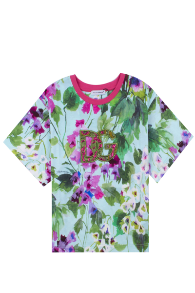 Dolce & Gabbana Kids' Campanule Print Jersey T-shirt In Multicolor