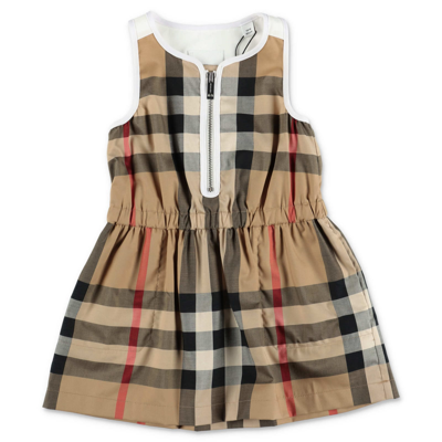 Burberry Babies' Vintage Check 伞形连衣裙 In Neutrals