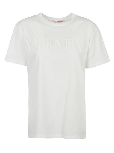 Valentino Regular Logo T-shirt In Bianco