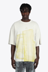 A-COLD-WALL* KNITTED COLLAGE T-SHIRT LIGHT BEIGE COTTON T-SHIRT WITH ABSTRACT SCREEN PRINT