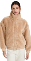 Alo Yoga High Pile Fleece Varsity Jacket In Camel