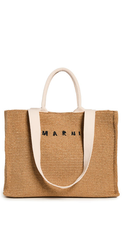 Marni Large Basket Bag In Beige