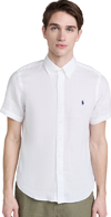 Polo Ralph Lauren Slim-fit Button-down Collar Logo-embroidered Cotton-blend Poplin Shirt In White