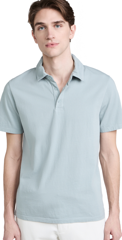 Vince Regular Fit Garment Dyed Cotton Polo Shirt In Washed City Blue