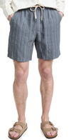 Vince Uneven Stripe Regular Fit Drawstring Shorts In Abyss Blue