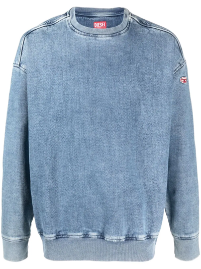 Diesel Washed-denim Sweatshirt In Blue