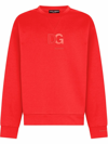 Dolce & Gabbana Embossed Logo Crewneck Sweatshirt In Bordeaux