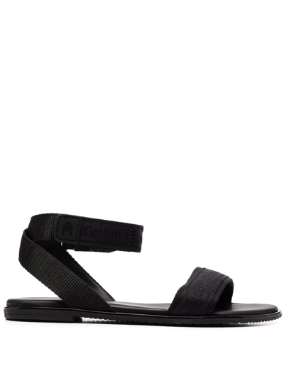 Calvin Klein Logo-embossed Strap Sandals In Black | ModeSens