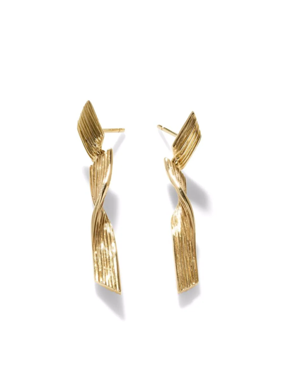 John Hardy 18k Yellow Gold Bamboo Linear Drop Earrings In 18k Gold
