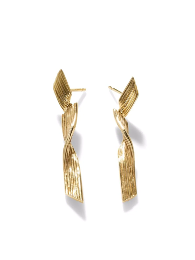 John Hardy 18k Yellow Gold Bamboo Linear Drop Earrings