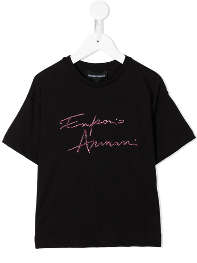 Emporio Armani Kids' Logo-print Short-sleeved T-shirt In Black