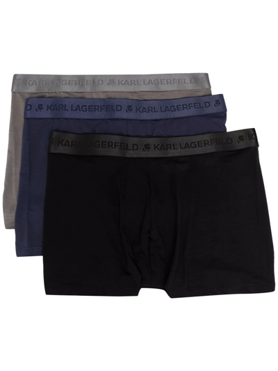 Karl Lagerfeld 3 Pack Logo-waist Boxers In Blue