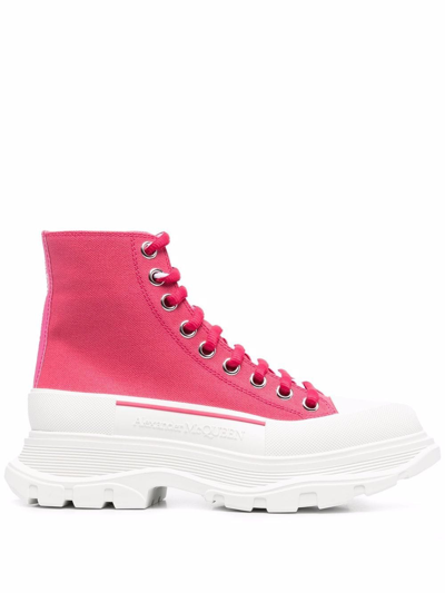 Alexander Mcqueen Tread Slick Boots In Pink