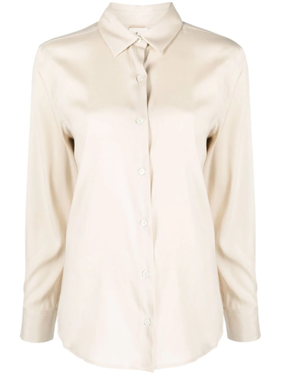 Paula Long-sleeve Silk Shirt In Neutrals