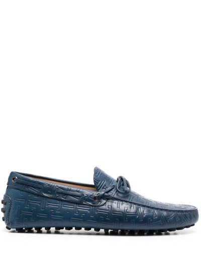 Tod's Gommino Embossed Loafers In Blue