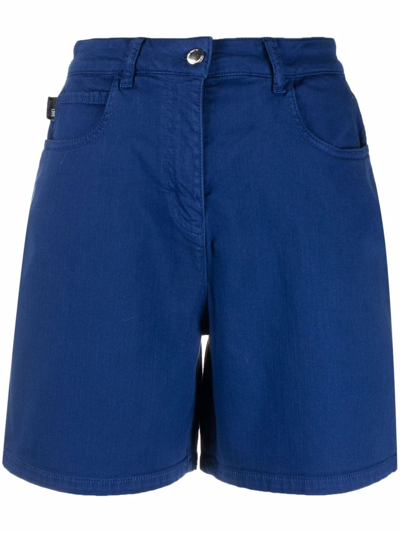 Love Moschino High-waisted Chino Shorts In Blue