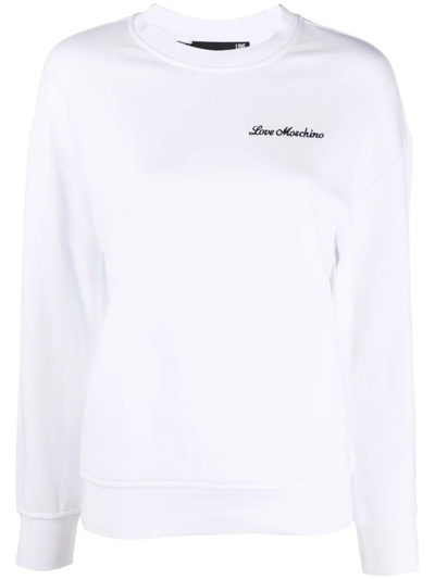 Love Moschino Heart-detail Crew Neck Sweatshirt In White