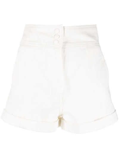 Twinset High-waisted Cotton Shorts In White
