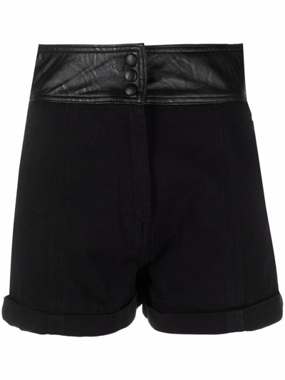 Twinset High-waisted Cotton Shorts In Black
