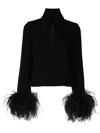16arlington Feather-trim Cut-out Blouse In Black