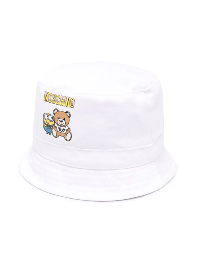 Moschino Babies' Teddy Bear Motif Bucket Hat In White
