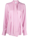 Ferragamo Bow-detail Silk Shirt In Pink