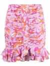 Isabel Marant Milendi Ruffle-trimmed Floral Miniskirt In Purple