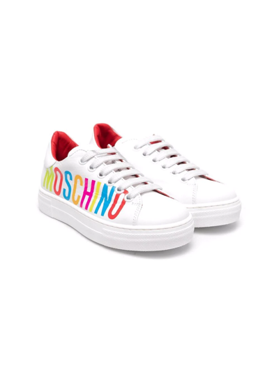Moschino Kids' Logo-print Low Top Sneakers In White