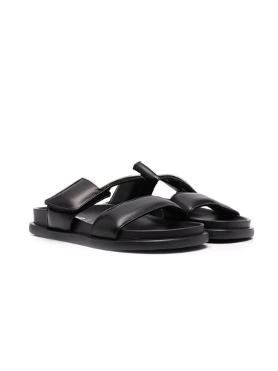 Mm6 Maison Margiela Teen Round-toe Flat Sandals In Black