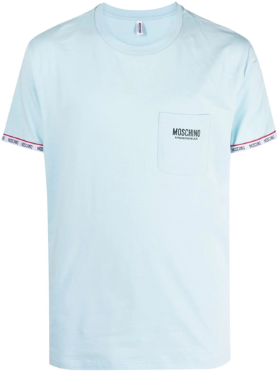 Moschino Logo Band-trimmed Pyjama Set In Blue