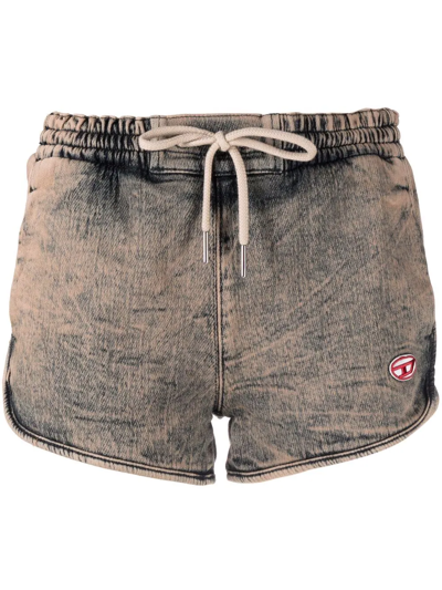 Diesel D-sunny Joggjean Track Shorts In Neutrals