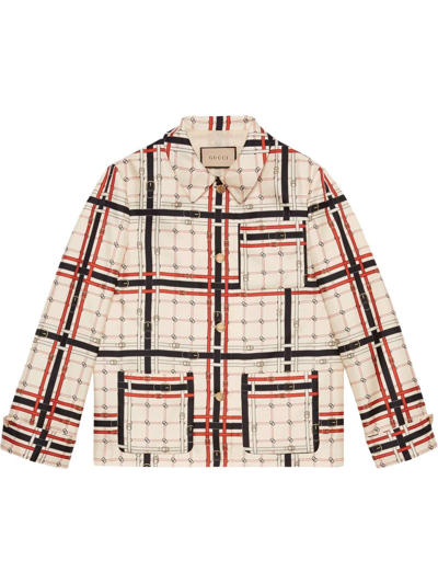 Gucci Interlocking G Chain Silk Jacket In White