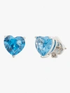 Kate Spade My Love Heart Metal And Cubic Zirconia Earrings In Blue
