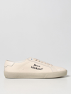 Saint Laurent Court Classic Distressed Logo-embroidered Canvas And Leather Sneakers In White