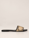 Max Mara Logo Jacquard Raffia-effect Slides In Beige