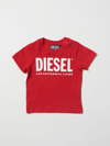 Diesel Babies' Cotton T-shirt With Logo In Red