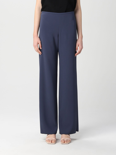Emporio Armani Wide Pants In Cady In Blue