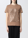 S Max Mara T-shirt In Cotton With Print In Beige