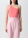 Alexander Mcqueen Open-back Asymmetric Bodysuit In Coral