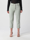 Dondup Cropped Jeans In Cotton Denim In Green