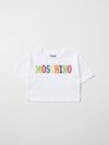 Moschino Kid Kids' T-shirt With Multicolor Logo In White