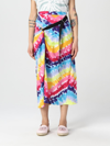 Kenzo Tie Dye Printed Satin Wrap Midi Skirt In Multicolor