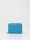 Patrizia Pepe Wallet In Textured Leather In Turquoise
